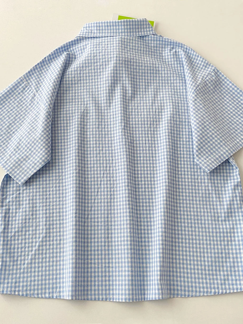 Blue Thin ort Sve Plaid irt Women Summer New Korean Sle  Inner Wear Loose Top Outerwear  Collar Multi Bu...