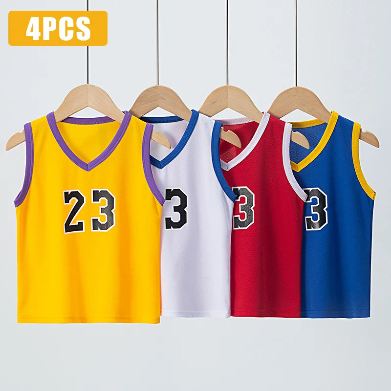 2/4 Pieces Of Summer Children's Quick-drying Sports Suit Boys Running Vest girls Casual Joker Shorts Breathable Short Sleeves