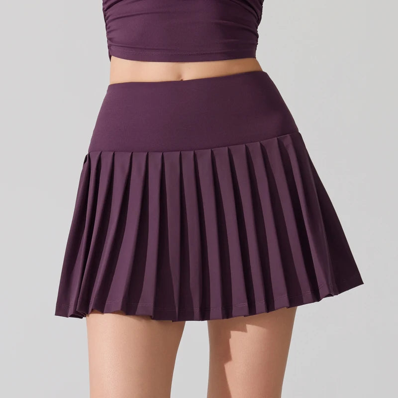 VITALINOVO Pleated Tennis Skirt for Women with Pocket Shorts Women's High Waisted Lightweight Athletic Golf Skorts Skirts Flowy