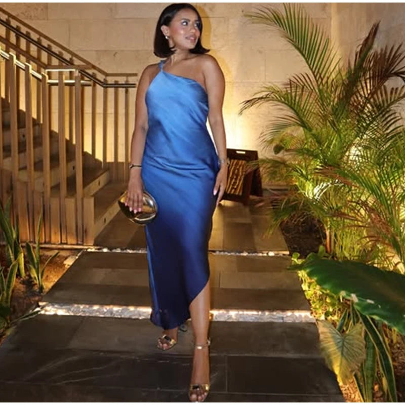 Scarf Collar Sleeveless Evening Dresses Women Backless Sexy 2025 Spring Loose High Waist Holiday Party Dress Female Elegant Robe