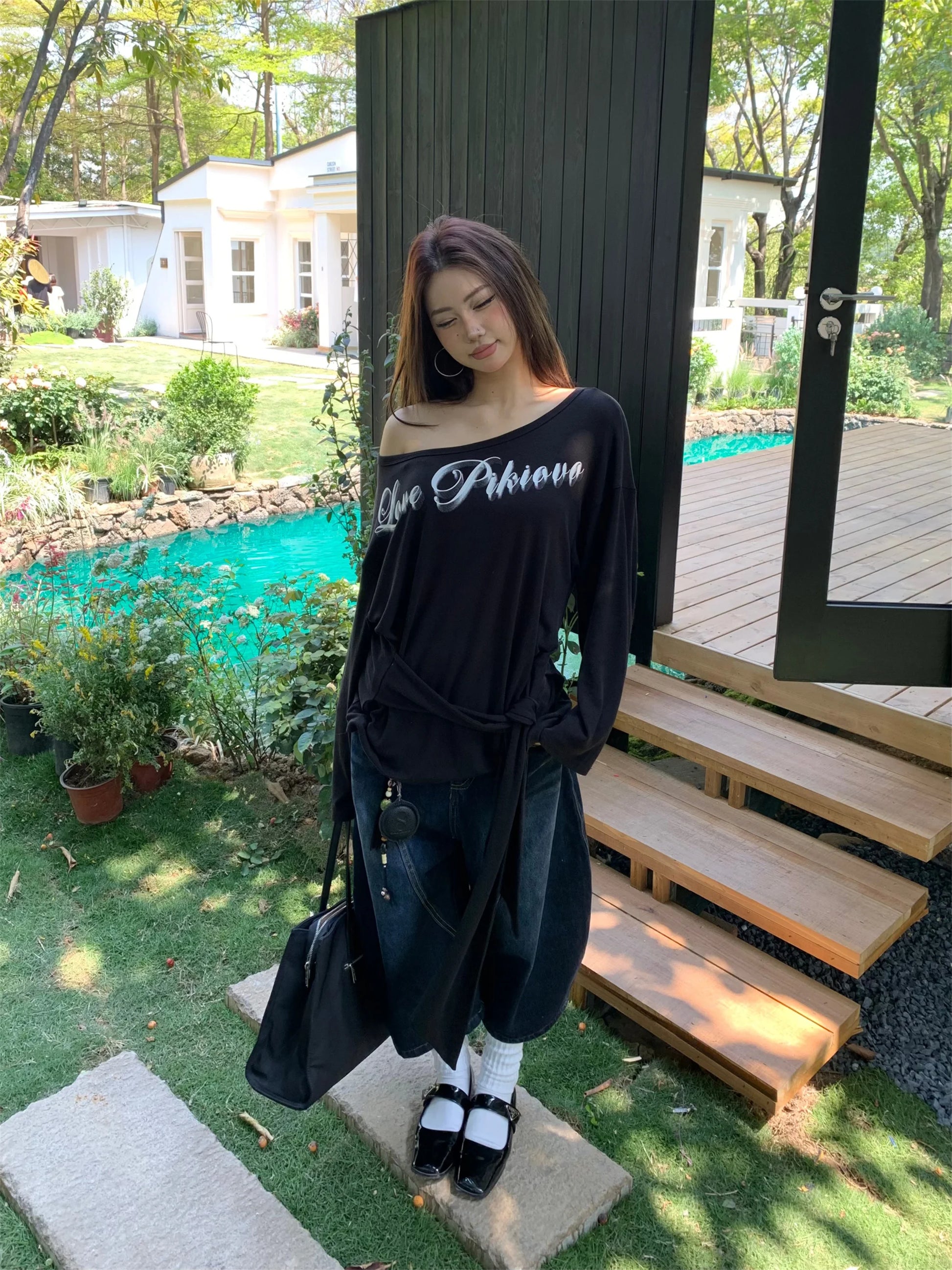 Loose High Waist Wide Leg Seven-Foot American Vibe Jeans Women's Summer New Sle Slimming Loose Fit Casual High Street Jeans