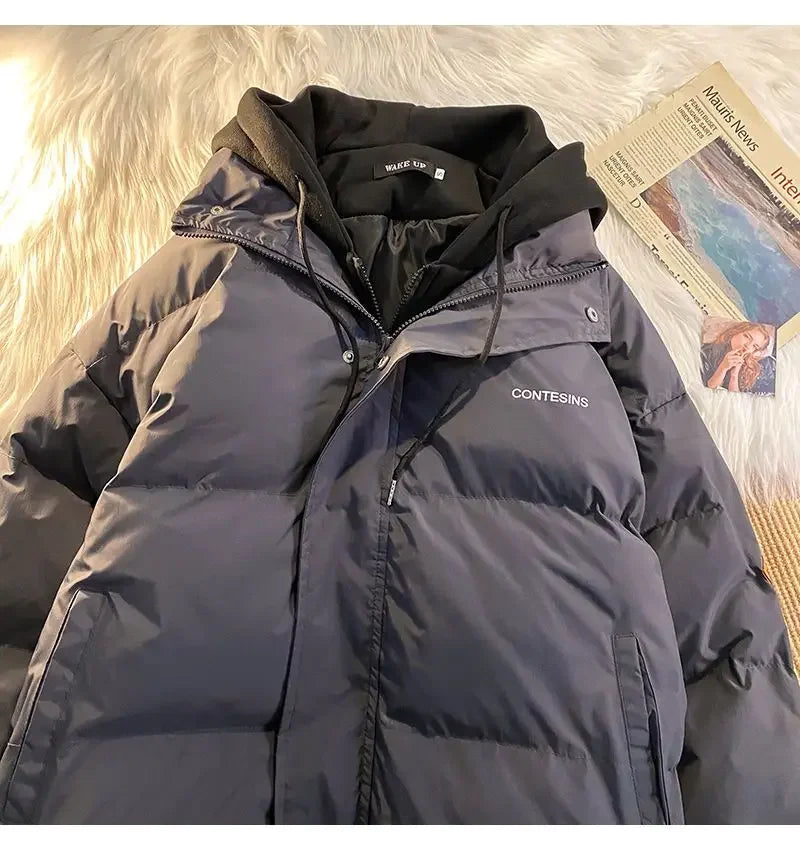 Y2K Multi-functional Fake Two Pocket Zipper Down Jacket Thick Coat Korean Version Winter New Winter Leisure Cotton Clothes Women