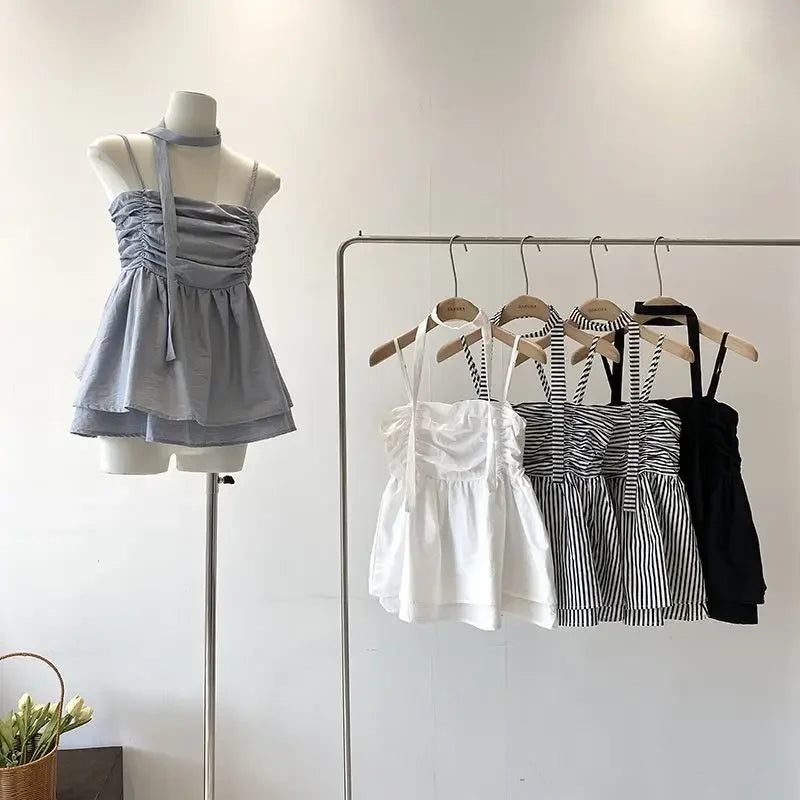 Sweet And Spicy One-Shoulder Bridesmaid Vest Women's Summer New Korean Style Sleeveless Top with Skeleton Exposure