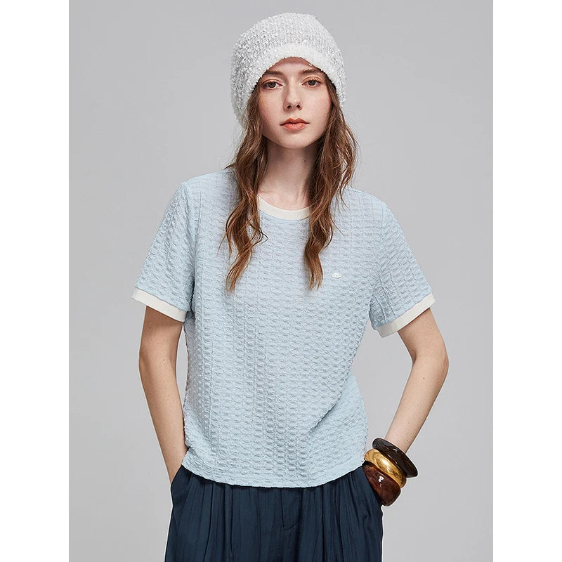 TOYOUTH Women Short Sleeve T shirt 2025 Spring New Tops 8521006