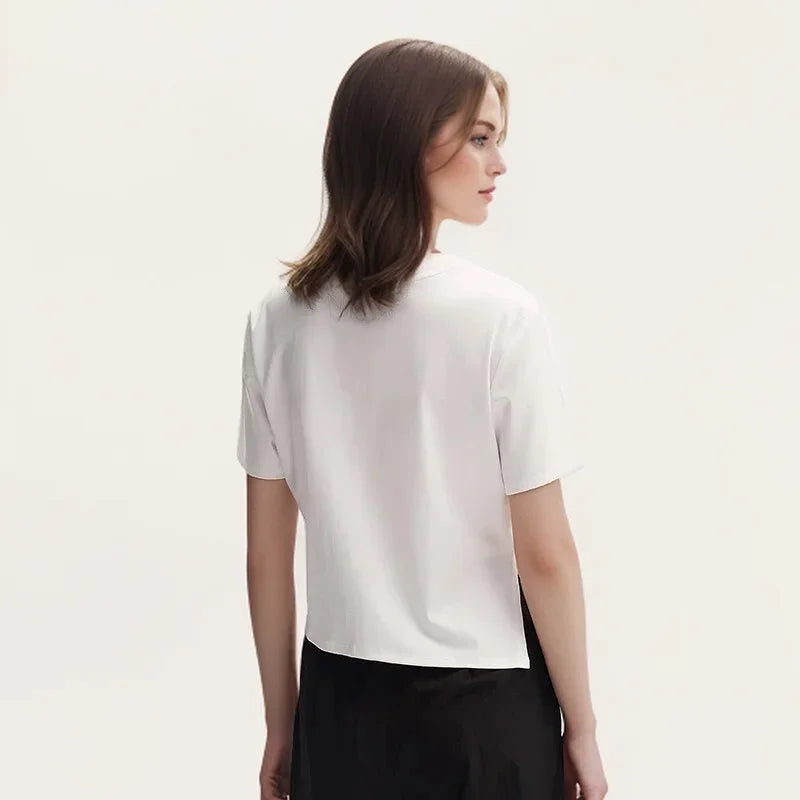 Semir Short-Sleeved T-Shirt For Women Short And Slimming With A Small Surprise New In 2024 Summer Pure Cotton Top