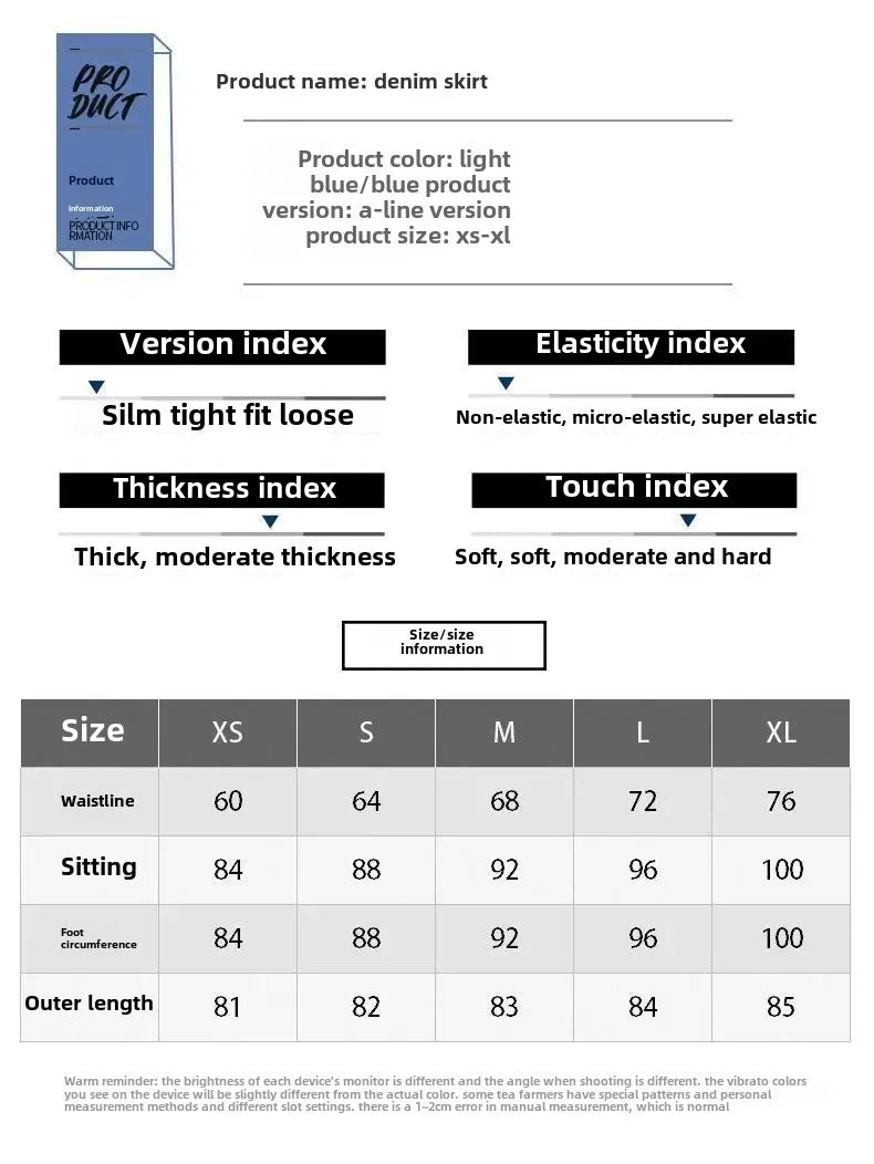 Mid-Length Denim Mini Skirt for Women High Waist Slimming Split Knee-Length Summer Trendy Cotton Half Body Skirts