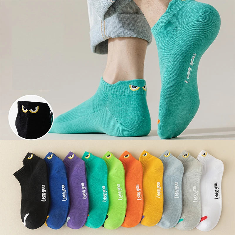 5/10 Pairs Man Short Socks Ankle Boat Socks Breathable Casual Athletic Socks Women Summer Thin Low-Cut Male Socks