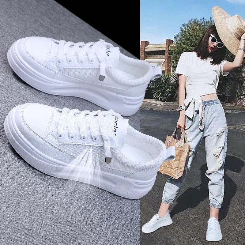 2025 Fashion Mesh Casual Shoes Flats Women Lace Up Dames Sneakers Platform Round Toe Zapatillas Casual Mujer for Summer Spring