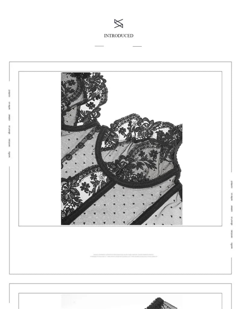 French Sexy Ultra Thin Underwear Women Lace Embroidery Flowers Bra Set Breathable Body Shap Bras and Thongs Sets Lingerie