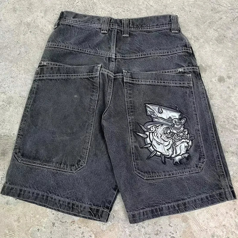 Y2K Baggy Shorts Gothic American Pocket printing Denim Gym Shorts 2000s vintage Streetwear Hip Hop Men Women Basketball Shorts