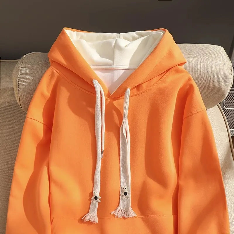 American stitching fake two-piece thin hooded sweater women's spring and autumn new fashion casual coat loose lazy loose top