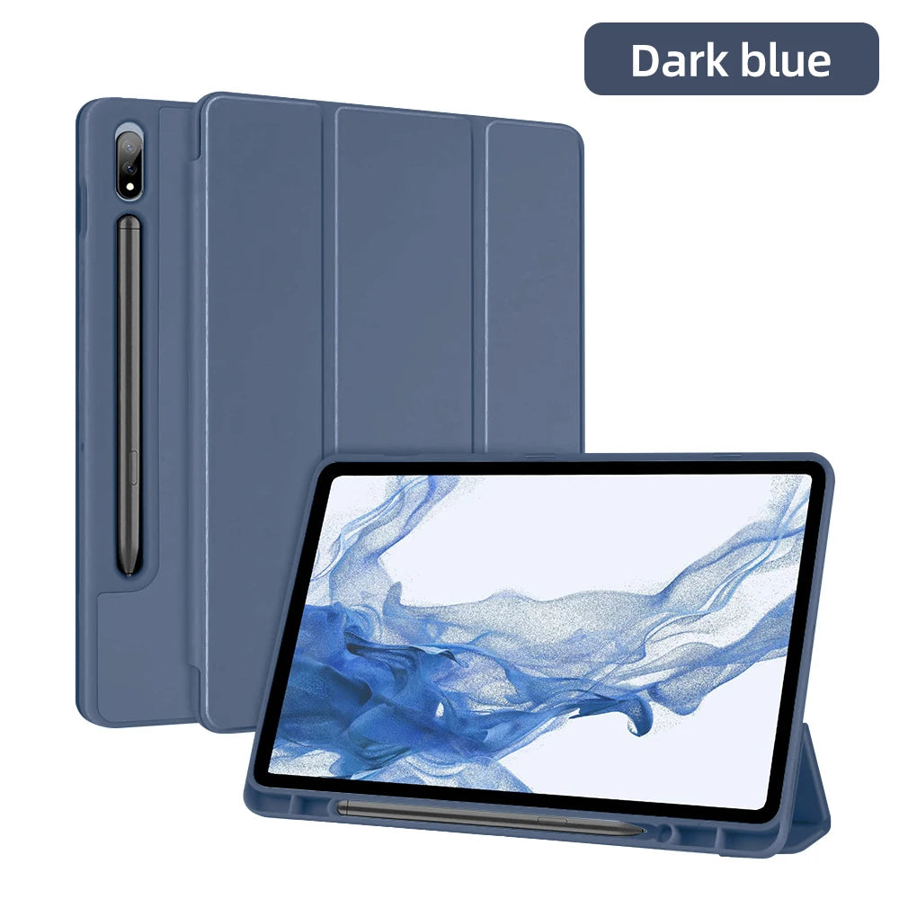 For Samsung Galaxy Tab Case For Tab S8 Ultra 14.6 S8 Plus S7 Plus S7 FE 12.4 S7 S8 11 S6 Lite 10.4 With Pen Slot Tablet Cover