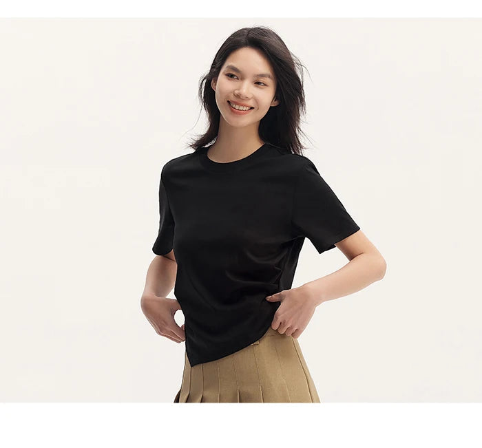 Semir Short-Sleeved T-Shirt For Women Short And Slimming With A Small Surprise New In 2024 Summer Pure Cotton Top