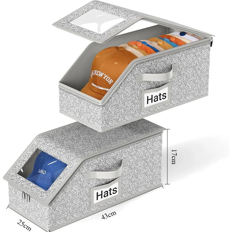 Foldable Zipper Baseball Cap Storage Box Non-woven Dustproof Storage Box Hat Storage Box Wardrobe Storage Boxes Storage