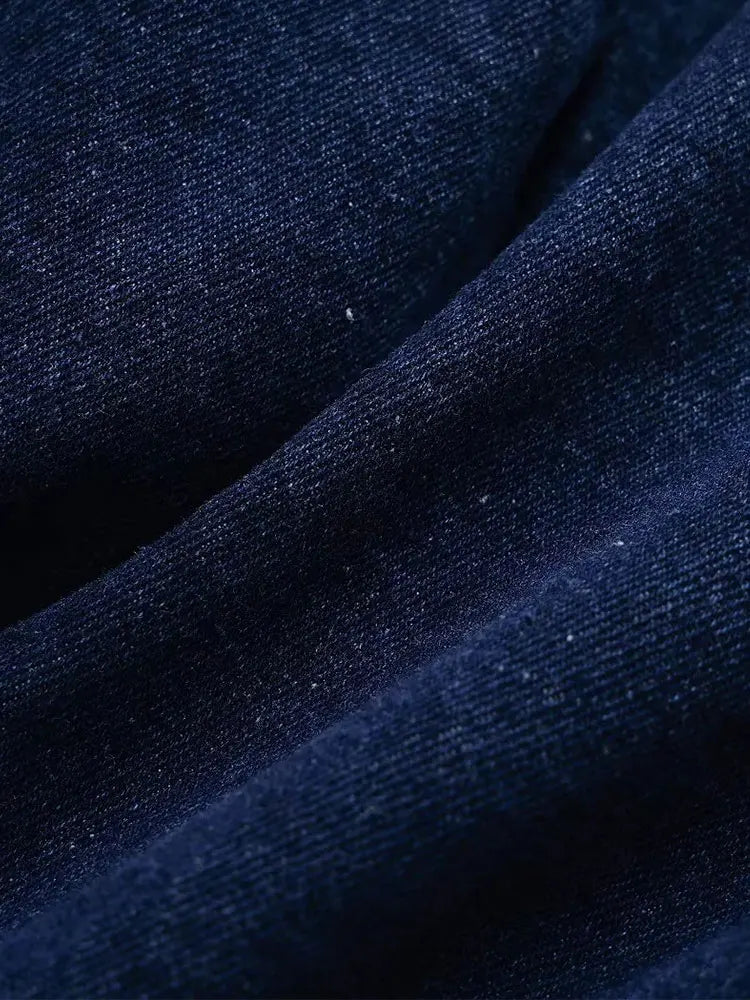 2025 Women's Fashion Flip Pocket Decoration Short Flip Collar Slim fit denim Top + Asymmetric Denim Skirt 2 Piece Set