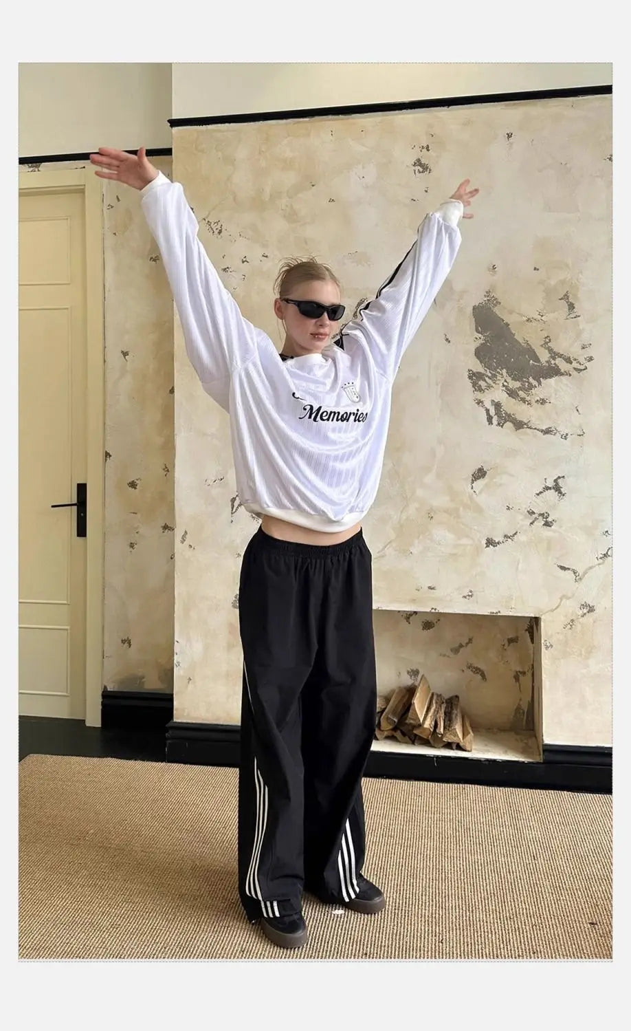 HOUZHOU Y2k Vintage Women Sweatshirts Sloping Shoulder Letter Printed Long Sleeve American Retro Hoodies Loose Gyaru Streetwear