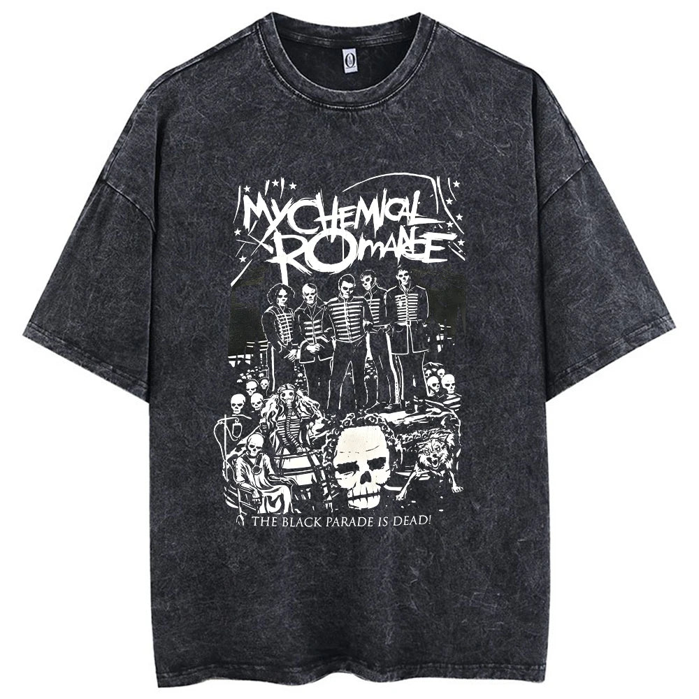 Oversized Acid T Shirt My Chemical Romance Mcr Dead Men's TShirt Black Parade Punk Emo Rock Summer Fashion Top Clothing Unisex