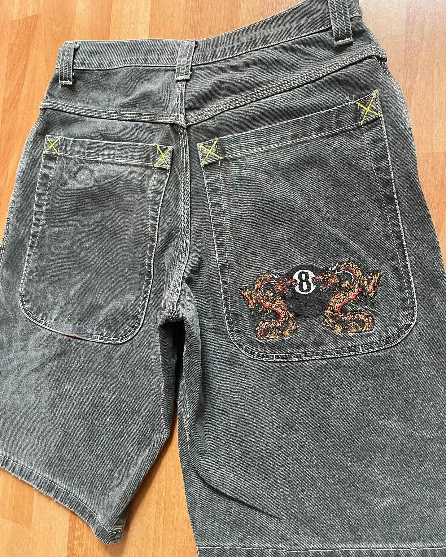 Y2K Baggy Shorts Gothic American Pocket printing Denim Gym Shorts 2000s vintage Streetwear Hip Hop Men Women Basketball Shorts
