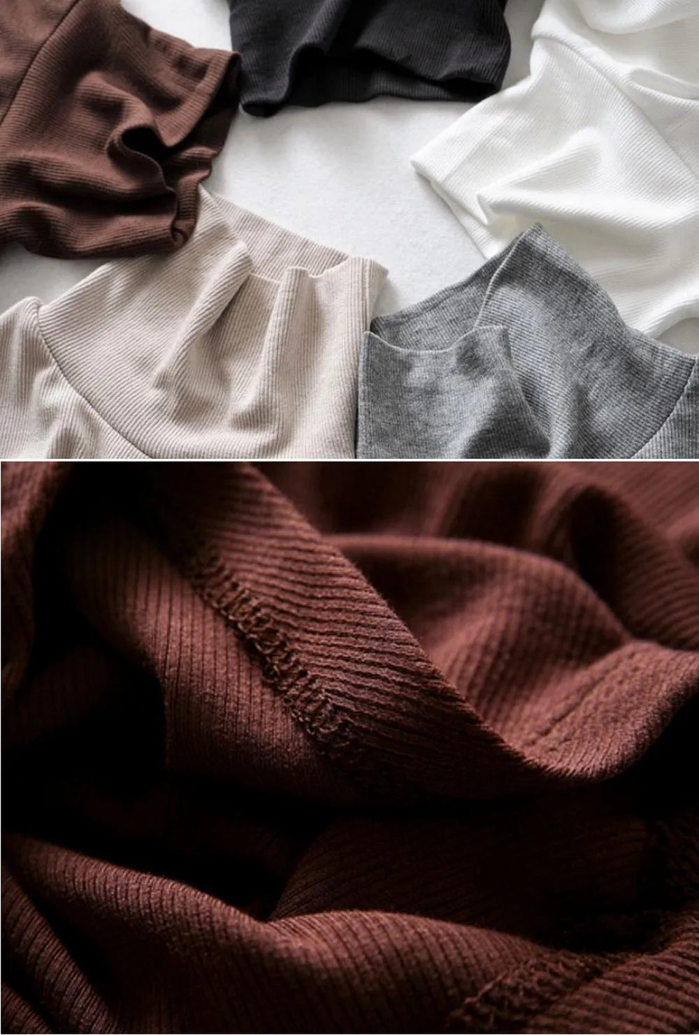 Woman Ribbed Knit Bodysuits Turtleneck  Sexy  Autumn Long Sleeve Bodycon Pullover Soft Elastic Knitting Tops