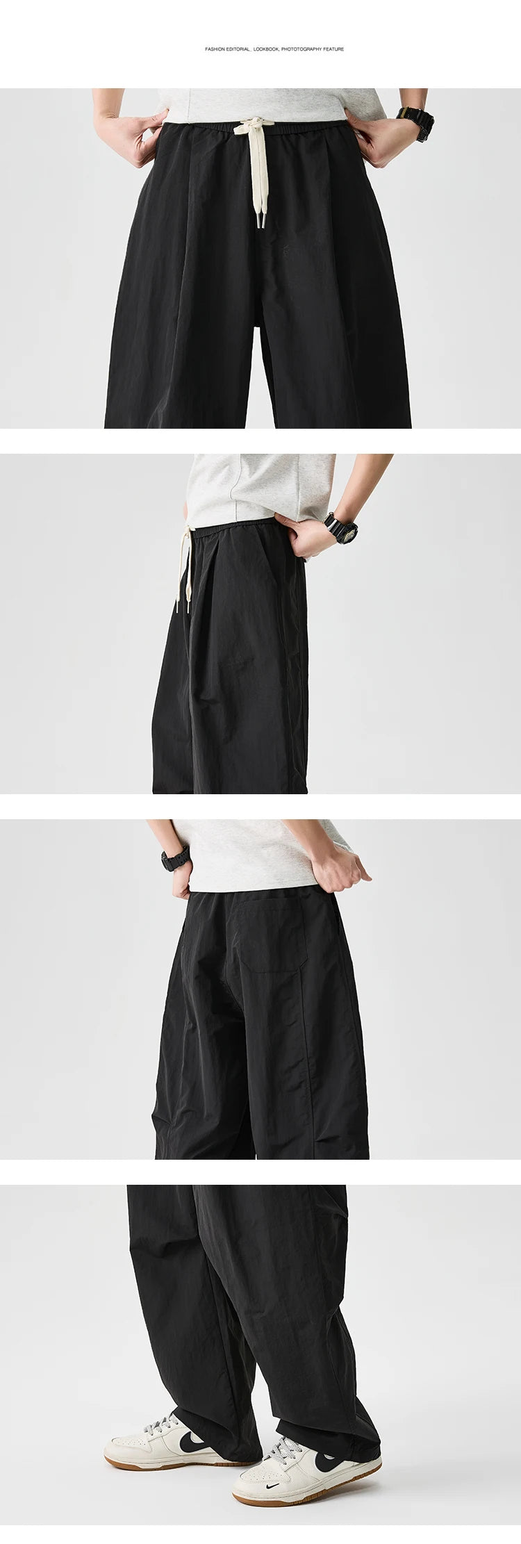 Wide Leg Pants Men and Women 2025 New Light Thin Solid Casual Harun Pants Elastic Waist Loose Oversize Fashion Trendy Streetwear