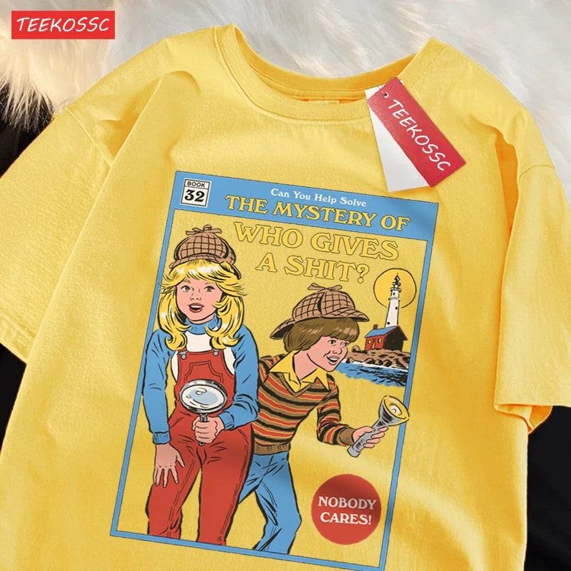 Can You Help Solve The Mystery Of Who Gives A Shit T Shirts Male Cotton Tee Clothes Hip Hop Oversized T Shirts Casual Loose Tops