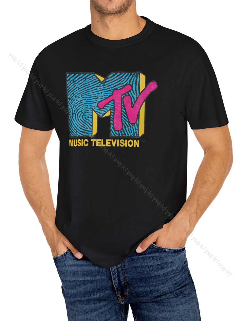 Tv-printed Men's T-shirts Are Fashionable Casual Sporty Short-sleeved Versatile and Comfortable for Both Men and Women in Summer