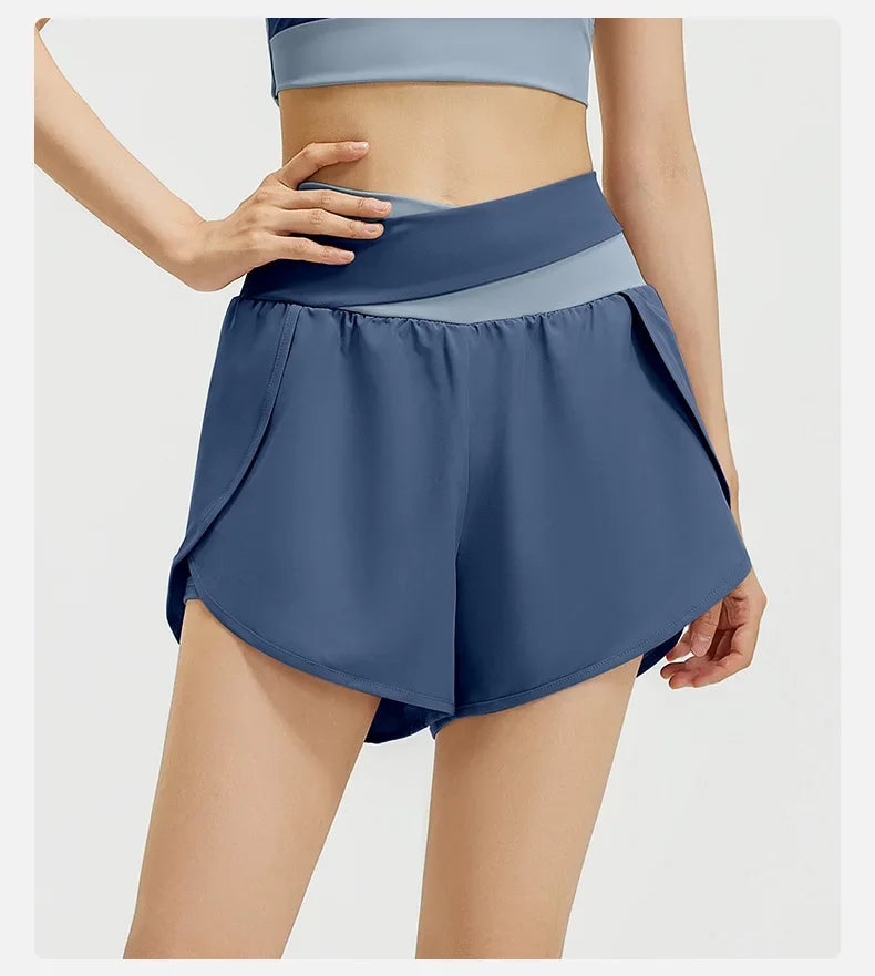 High Waist Workout Skorts for Women - Quick Dry Breathable Yoga Skirt Shorts, Anti-Ride Running Fitness Wear with Inner Liner"