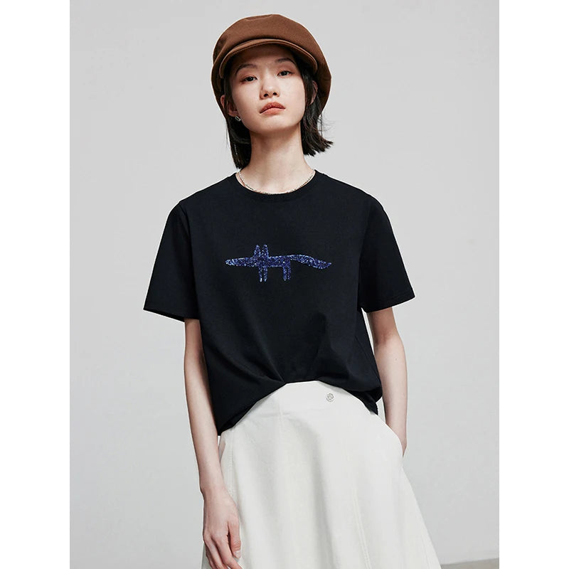 TOYOUTH Women Short Sleeve T shirt 2025 Spring New Tops 8521035