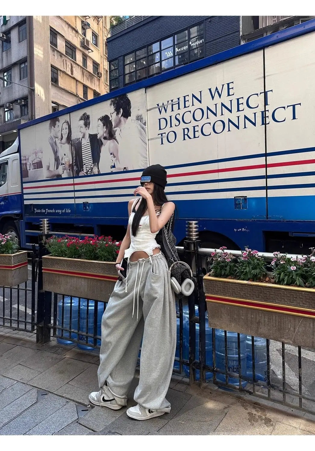 【 Wide Leg Fashion 】 Design Sense Grey Wide Leg Sanitary Pants for Women 2025 Spring Loose and Slim Versatile Casual Sports Pant