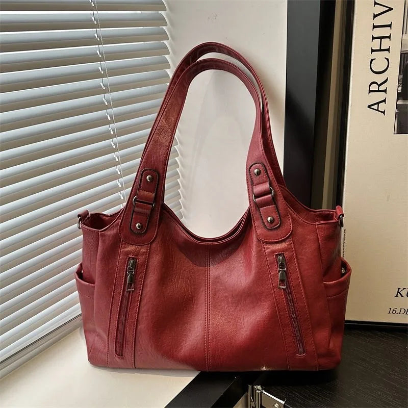 Y2K Women Vintage Retro PU Leather Handbags Underarm Crossbody Buckle Ladies Hand Bag Purse Handbags Shoulder Armpit Tote Bags