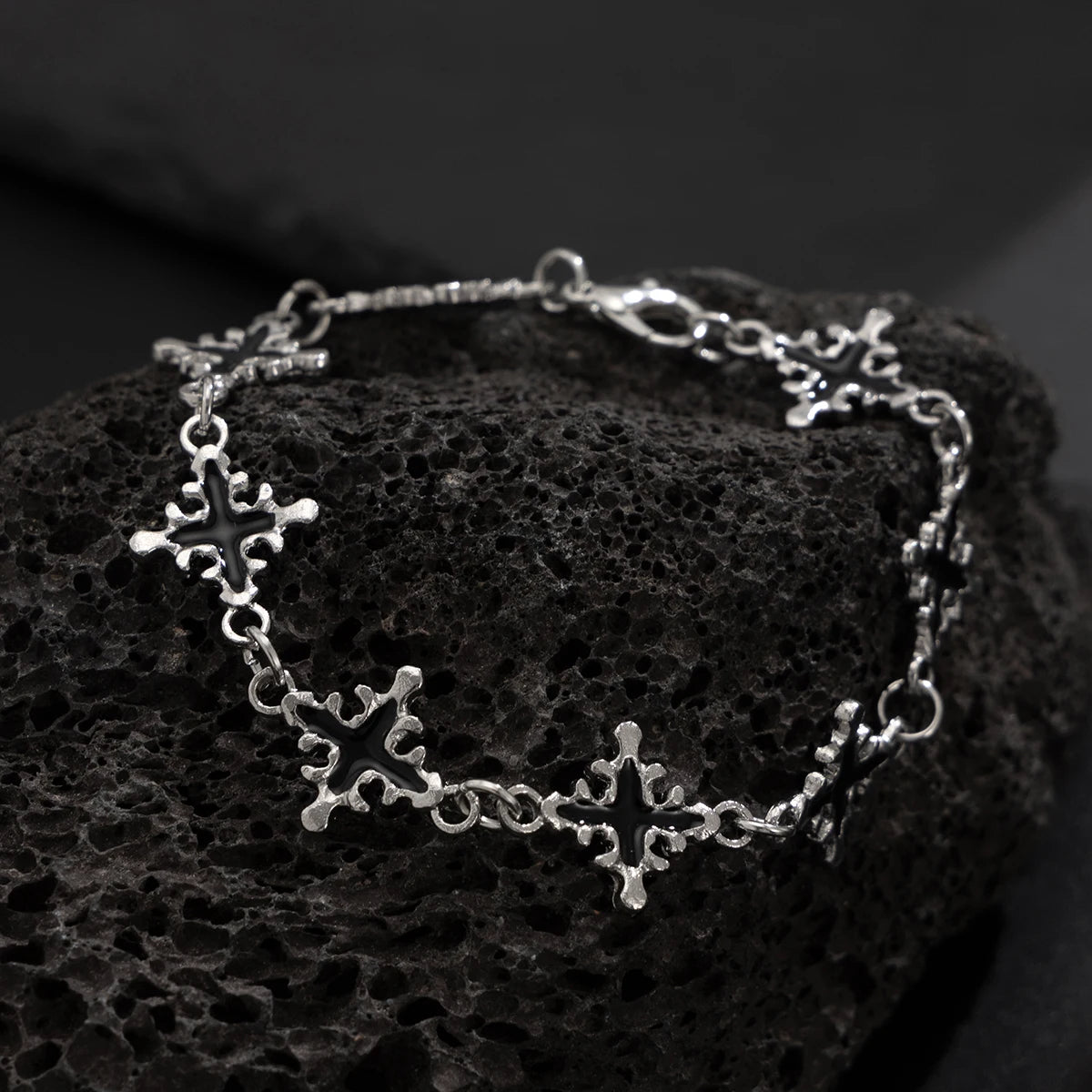 SHIXIN Trendy Vintage Jesus Cross Charm Bracelet for Man Hip Hop Silver Color Bangles on Hand Christian Jewelry Daily Accessory