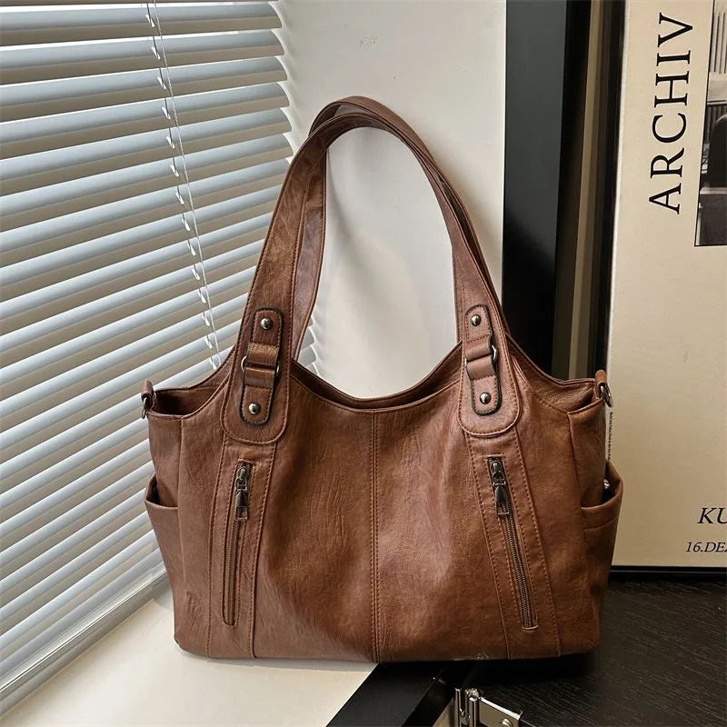 Y2K Women Vintage Retro PU Leather Handbags Underarm Crossbody Buckle Ladies Hand Bag Purse Handbags Shoulder Armpit Tote Bags