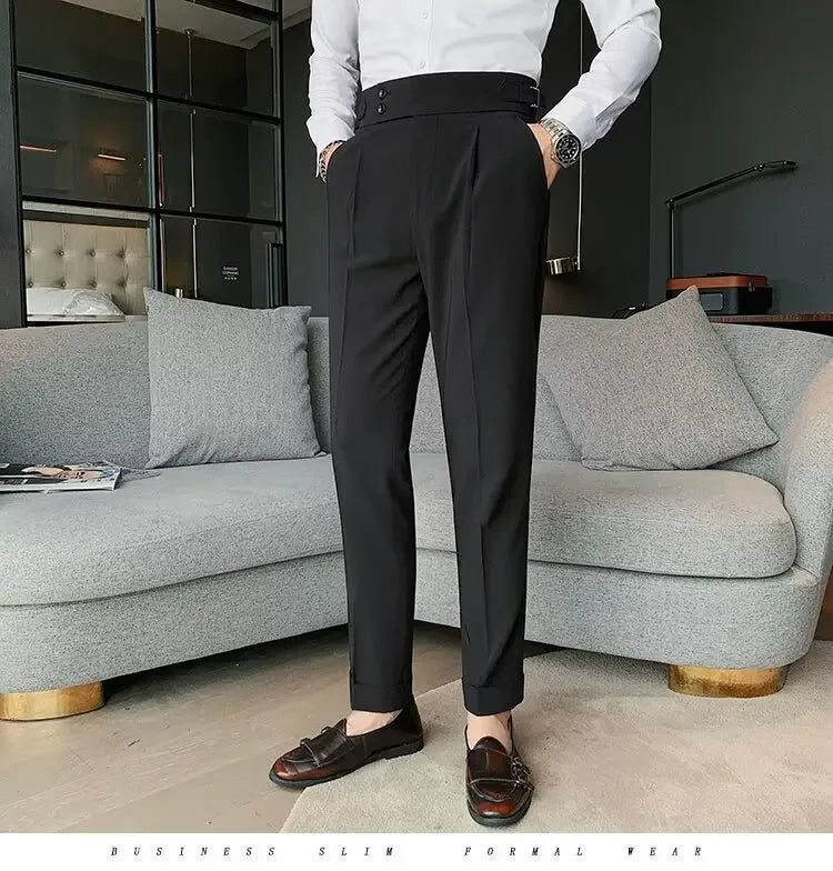 Men's Straight-leg High-waisted Casual Suit Pants High-end Feelslims Slimming Effective Spring Autumn Seasonal Pants