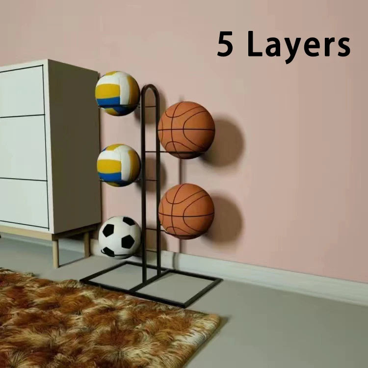 2/3/4/5Layers Basketball Storage Rack Indoor Children Balls Placed Rack Football Volleyball Basketball Holder Balls Metal Stand