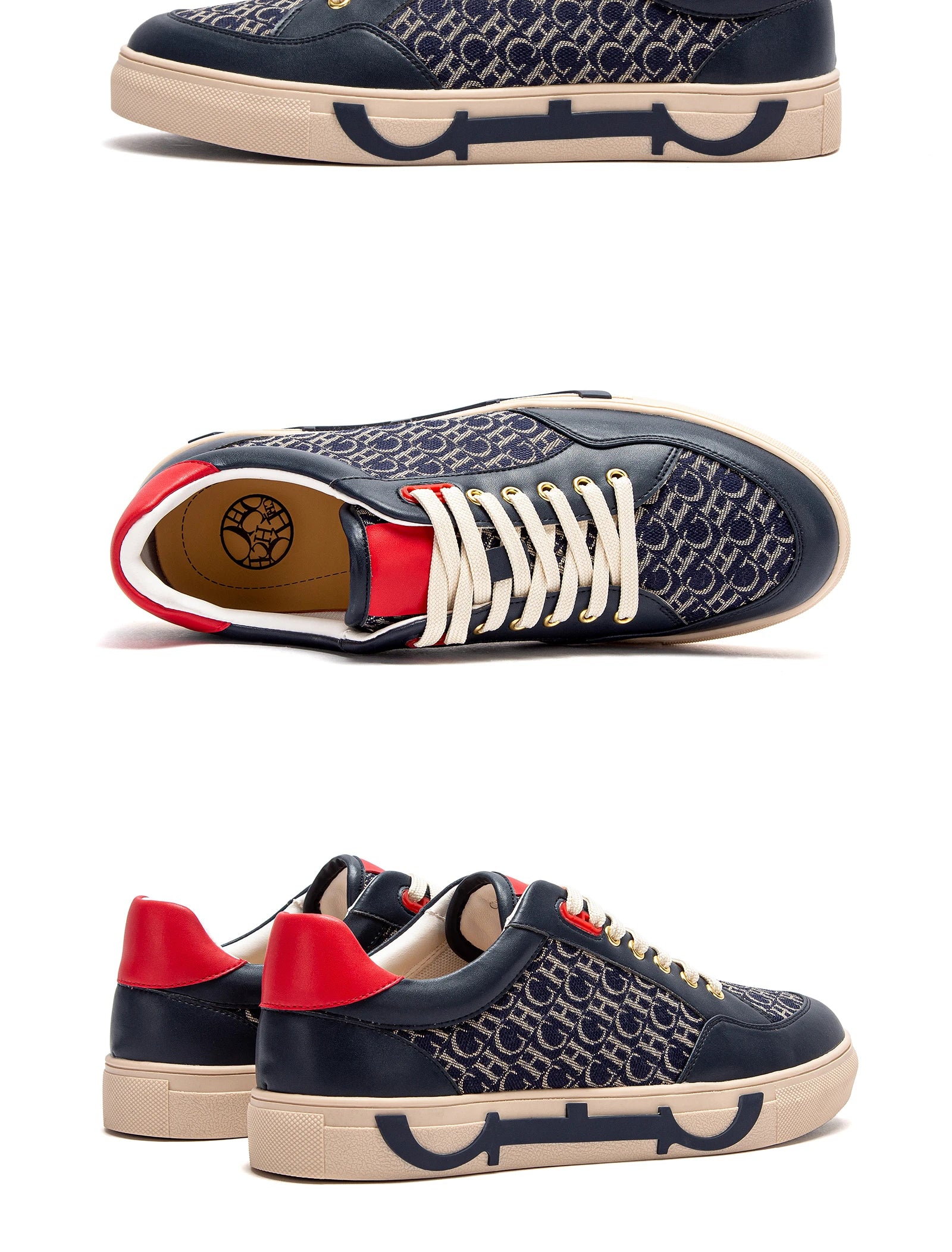 Popular men's casual shoes luxury brand flat lace-up shoes monogrammed breathable comfortable casual shoes