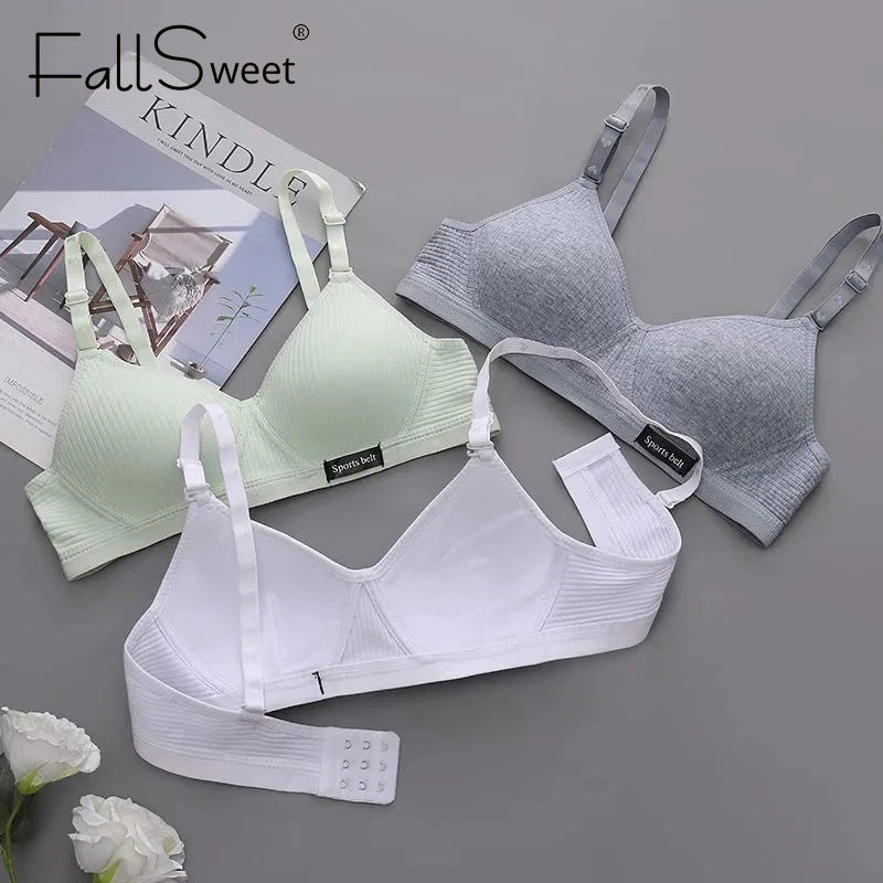 FallSweet Cotton Wireless Bra for Women Seamless Push Up Bras Comfortable V-Shaped Gathering Underwear AB Cup Intimate Lingerie