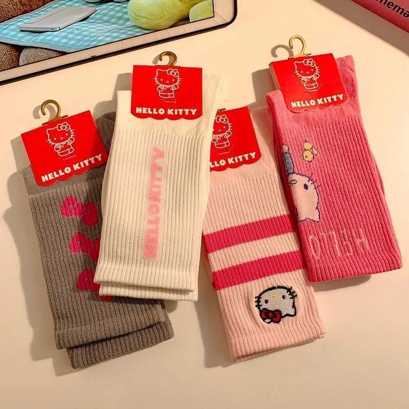 Sanrio Hello Kitty Winter Autumn Warm Socks Children Long Socks Women Girls Costume Accessories Hello Kitty Things Y2K Sock 2024
