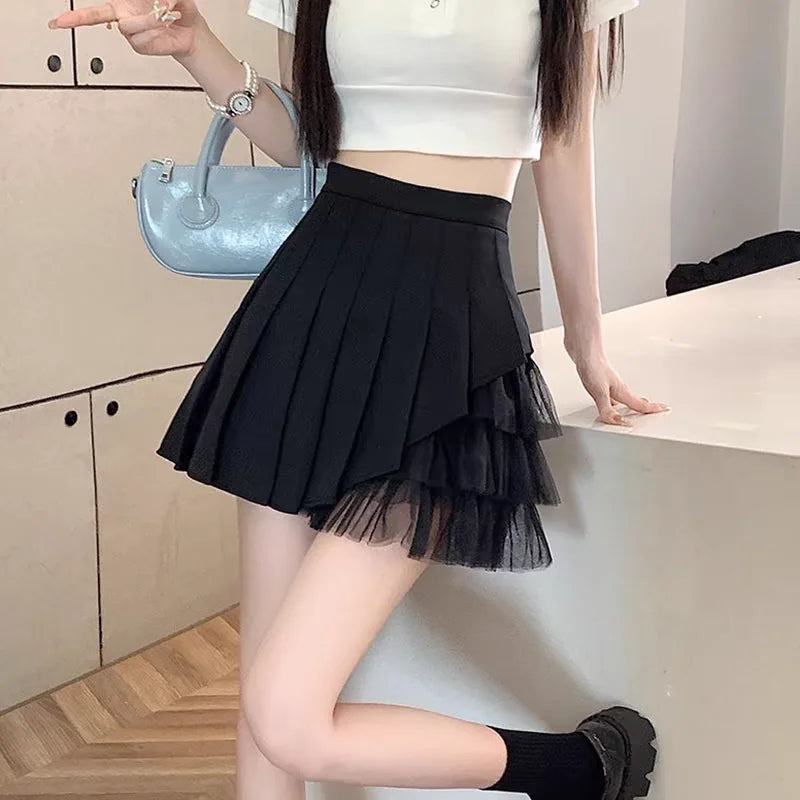 Slimming A-Line  Skirt for ort Women High Waist Pleated Tulle f Body Skirts Commute Sle Summer Collection