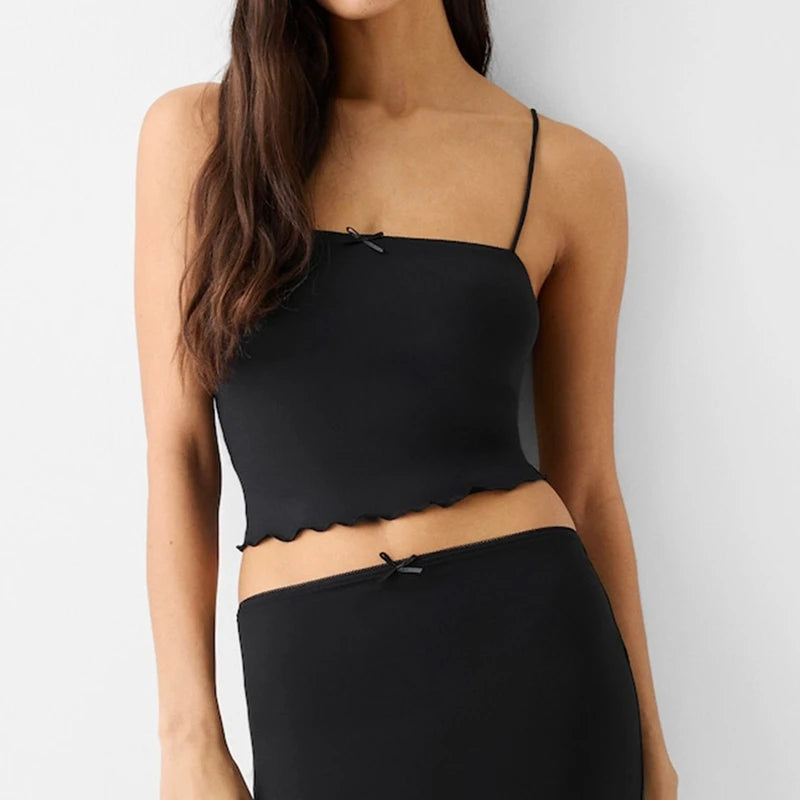 Vintage Leopard Print Square Neck Backless Crop Tops Spaghetti Strap Lounge Vest for Summer Women's Slim Fit Cute Bow Camisole