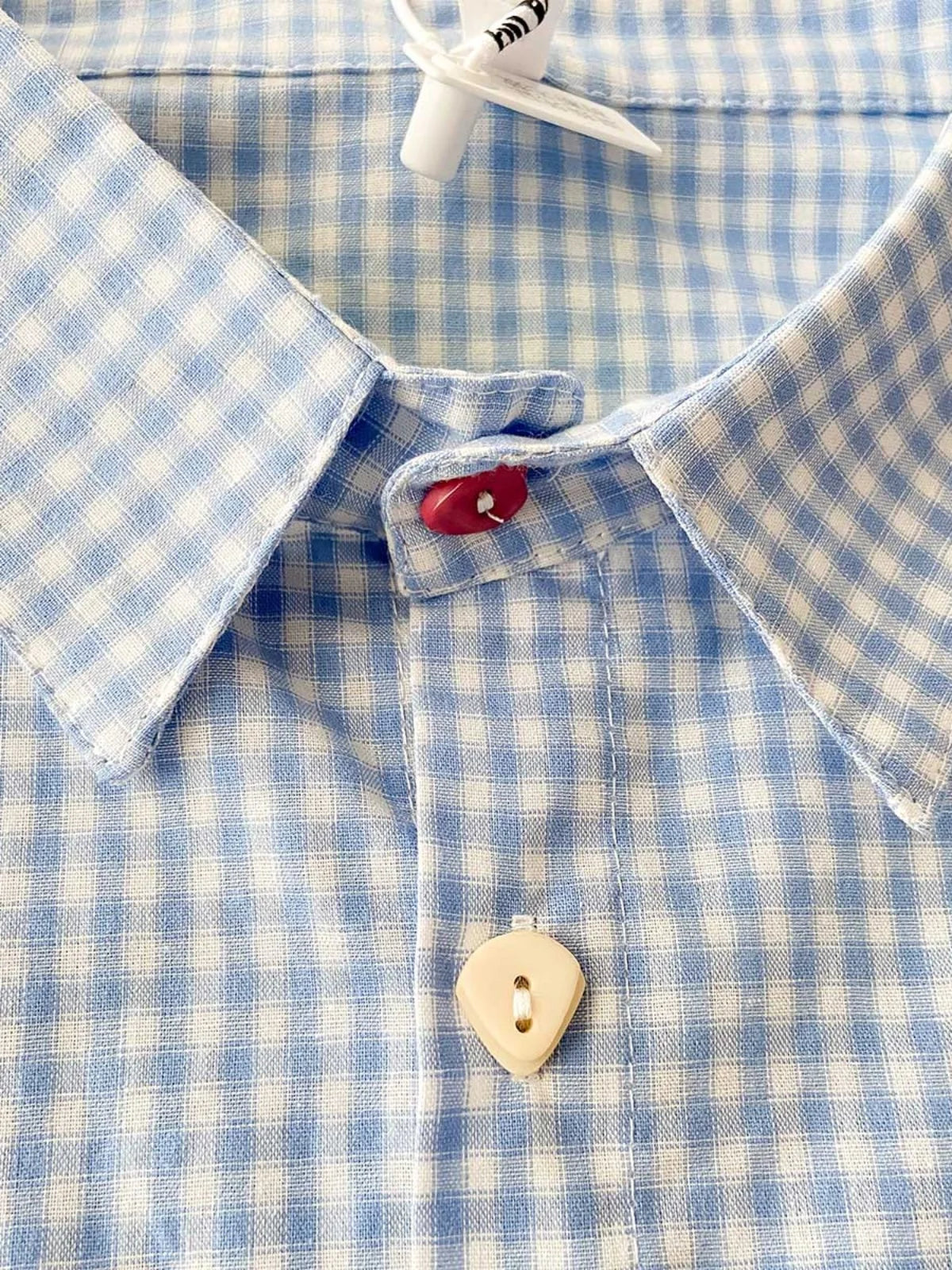 Blue Thin ort Sve Plaid irt Women Summer New Korean Sle  Inner Wear Loose Top Outerwear  Collar Multi Bu...