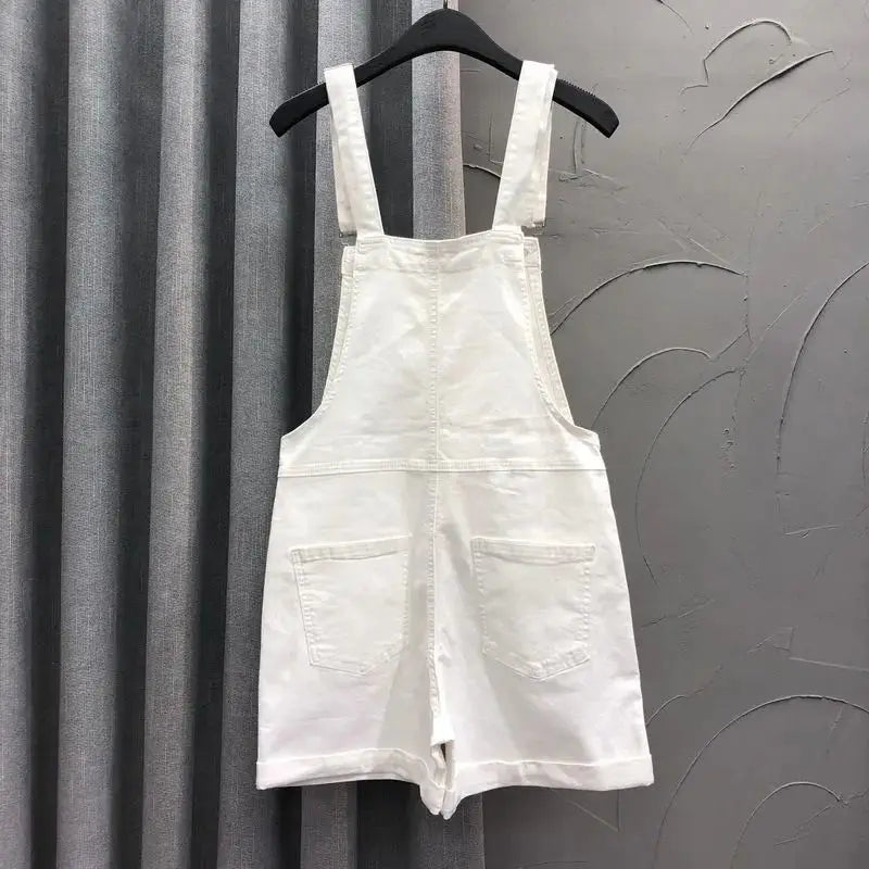 Denim Rompers Women Summer Baggy Solid Wide-leg Harajuku Students Stylish Empire Korean Style Pure Colors Female Sweet Playsuit