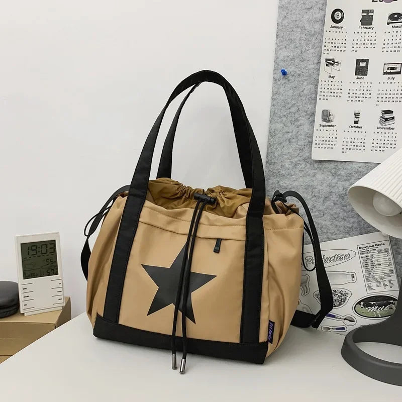Personality Women Crossbody Bag Wholesale Large Capacity Couple Shoulder Bag New Casual Nylon Tote Bag Luxury Drawstring Handbag