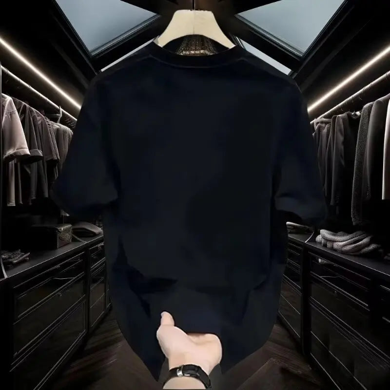 Summer Men's Cotton T-shirt Oversized Loose  Retro Trendy Printed Top High Quality Men's Clothing High Street Fashion Sweatshirt