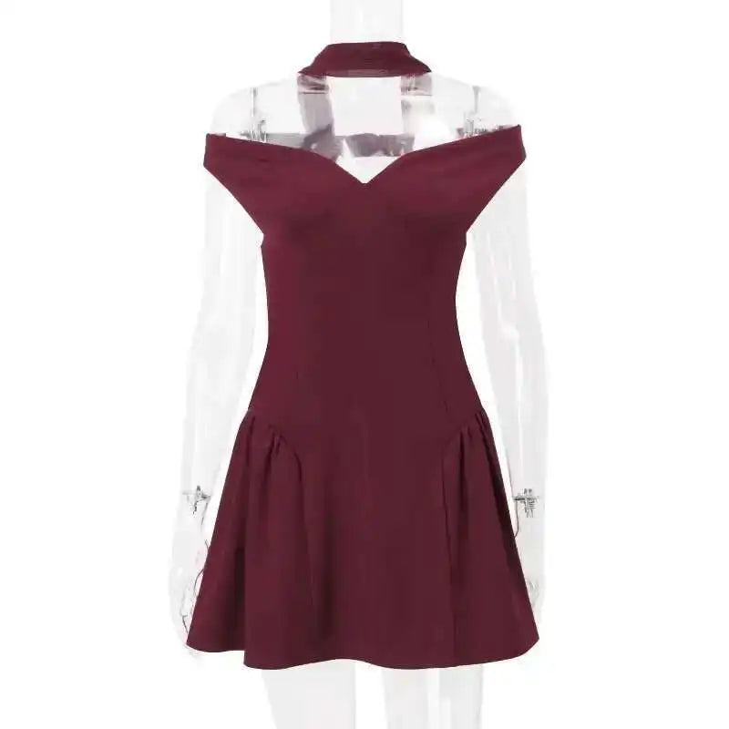 Avrilyaan Deep V Off Shoulder Backless Sexy A-line Dress Women Elegant Party Dress Slash Neck Bodycon Mini Summer Dress Vestidos