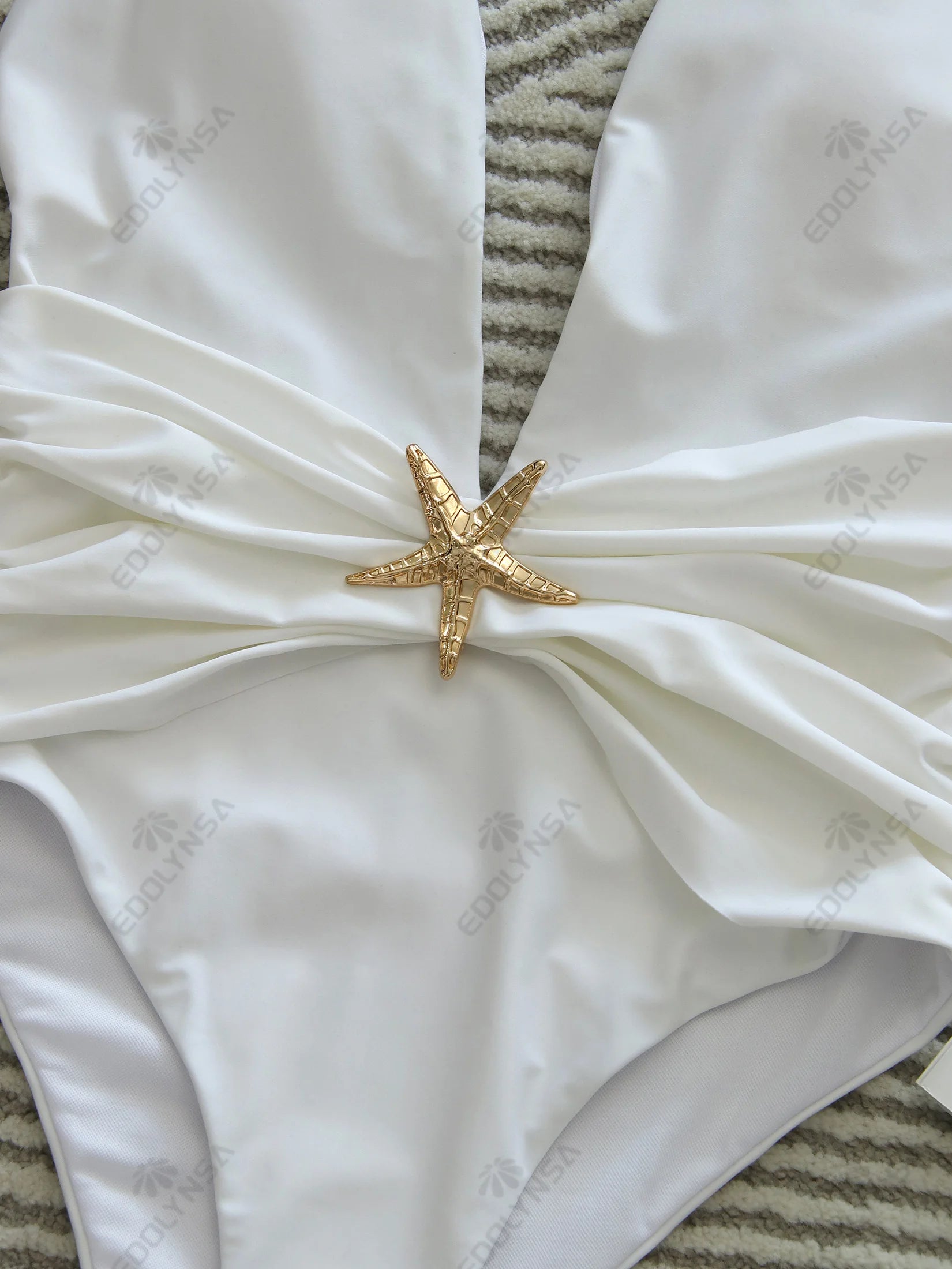 2 Piece Swimsuits for Elegant Women Starfish One Piece Bathing Suits with High Split Skirt Cover ups Sexy Halter Bikini Sets K59