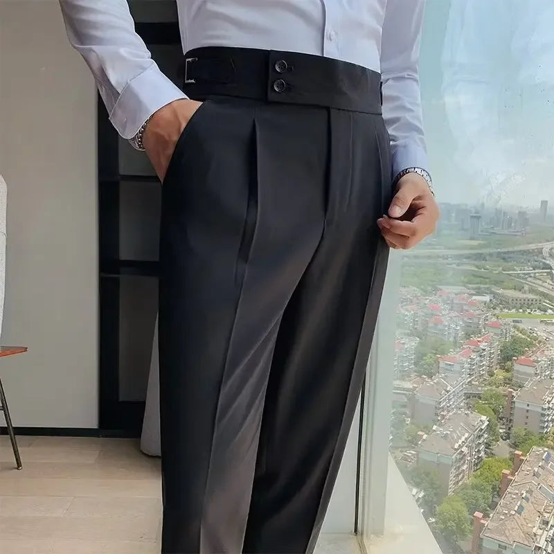 Men's Straight-leg High-waisted Casual Suit Pants High-end Feelslims Slimming Effective Spring Autumn Seasonal Pants