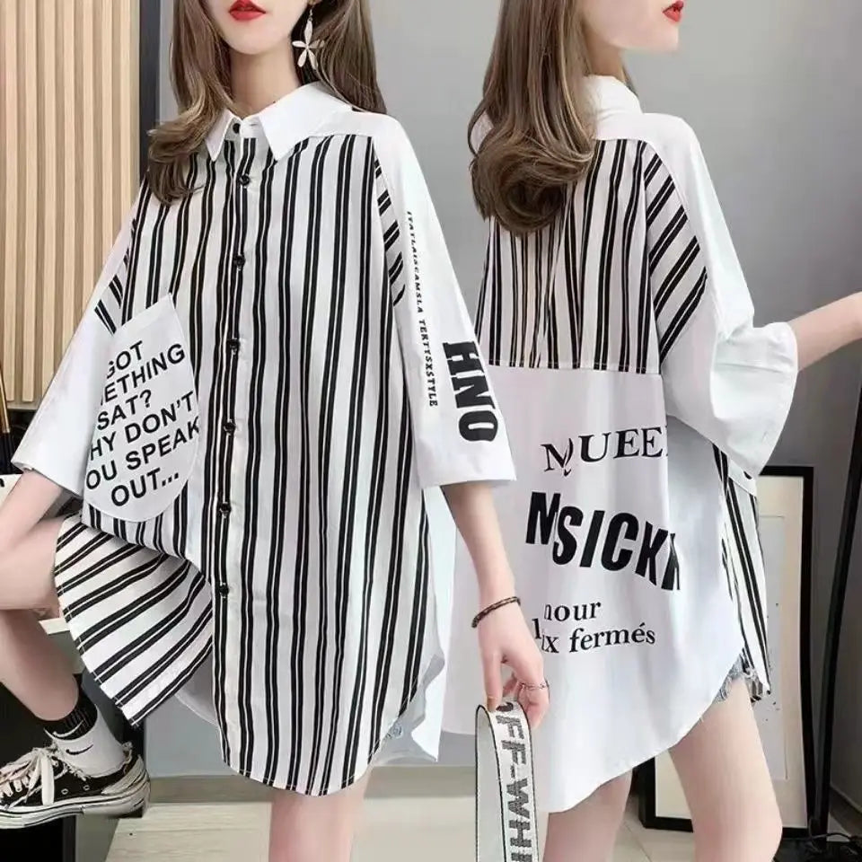 Cool Women's Buttoned Shirt Fashion Blouses or Tops for Woman Asymmetrical Casual Vintage Trends Korean Loose Particular Top New