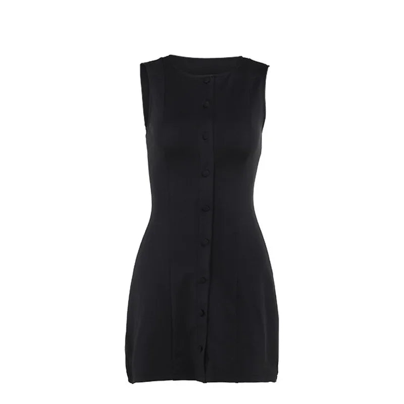 Yj24078 Cross-border Spring 2024 New Slims Smooths Your Silhouette Sleeveless Mini Dress European American Style Elegant Vest