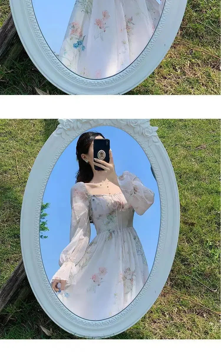2024 Spring Summer New Chiffon Fragrant Long Sleeve Dress Women's Sweet French Style Gentle Style Long Dress
