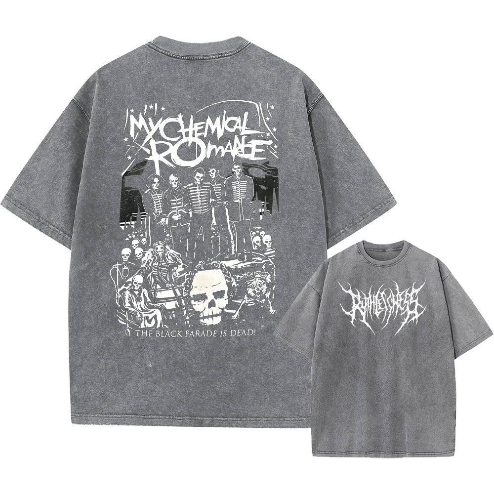 Oversized Acid T Shirt My Chemical Romance Mcr Dead Men's TShirt Black Parade Punk Emo Rock Summer Fashion Top Clothing Unisex